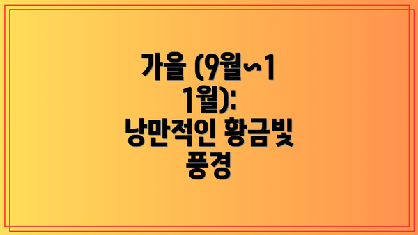 가을 (9월~11월): 낭만적인 황금빛 풍경