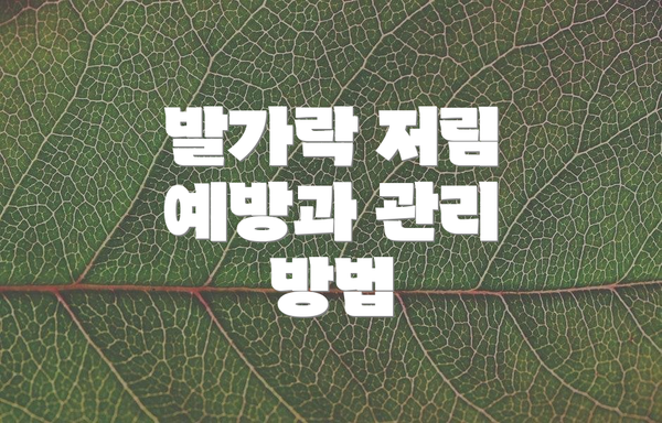 발가락 저림 예방과 관리 방법