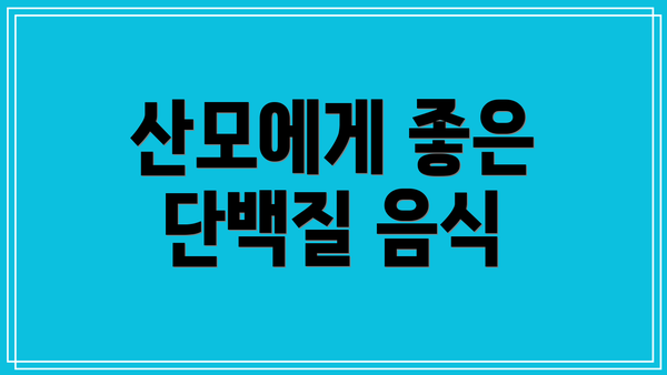 산모에게 좋은 단백질 음식