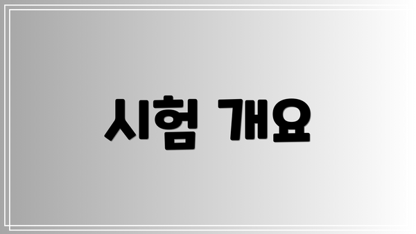 시험 개요