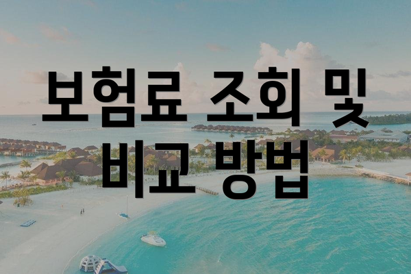 보험료 조회 및 비교 방법