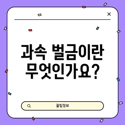 과속 벌금이란 무엇인가요?