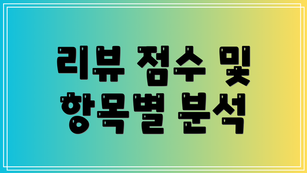 리뷰 점수 및 항목별 분석