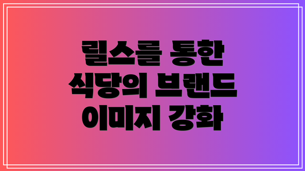 릴스를 통한 식당의 브랜드 이미지 강화
