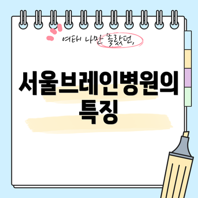 서울브레인병원의 특징