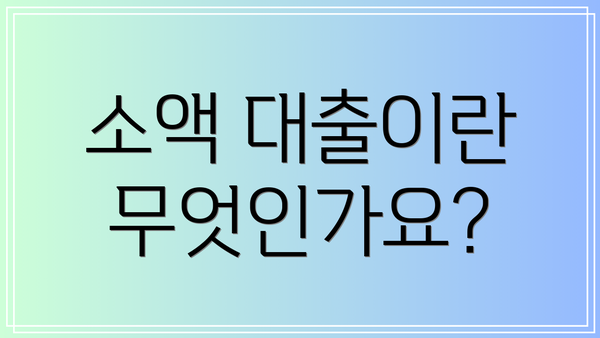 소액 대출이란 무엇인가요?