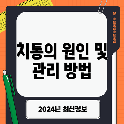 치통의 원인 및 관리 방법