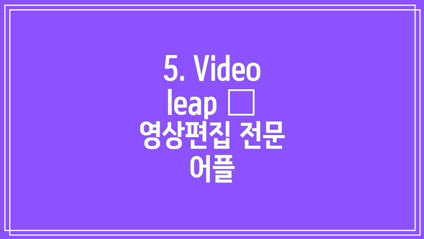 5. Videoleap – 영상편집 전문 어플