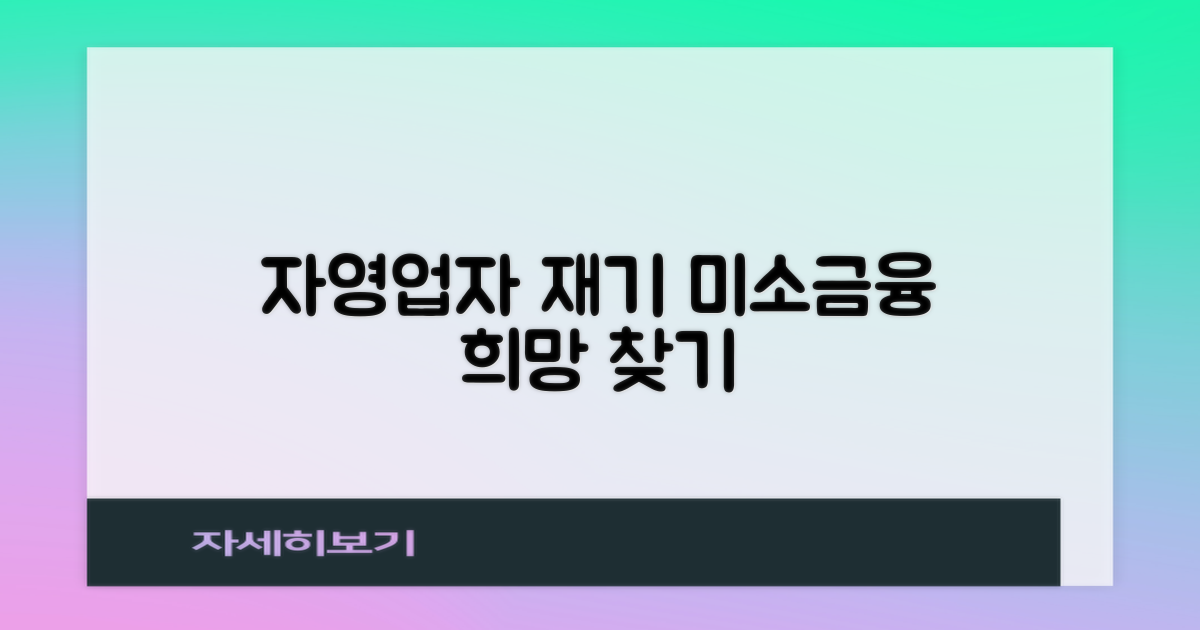 자영업자 재기, 미소금융 재기자금123으로 희망 찾기!